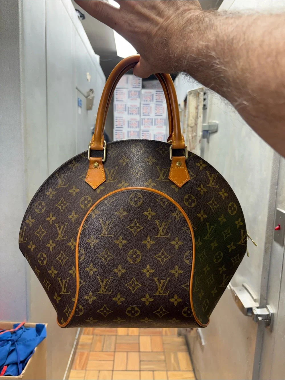 No brainer deal—Louis Vuitton Monogram Canvas Brown & Tan Ellipse Satchel